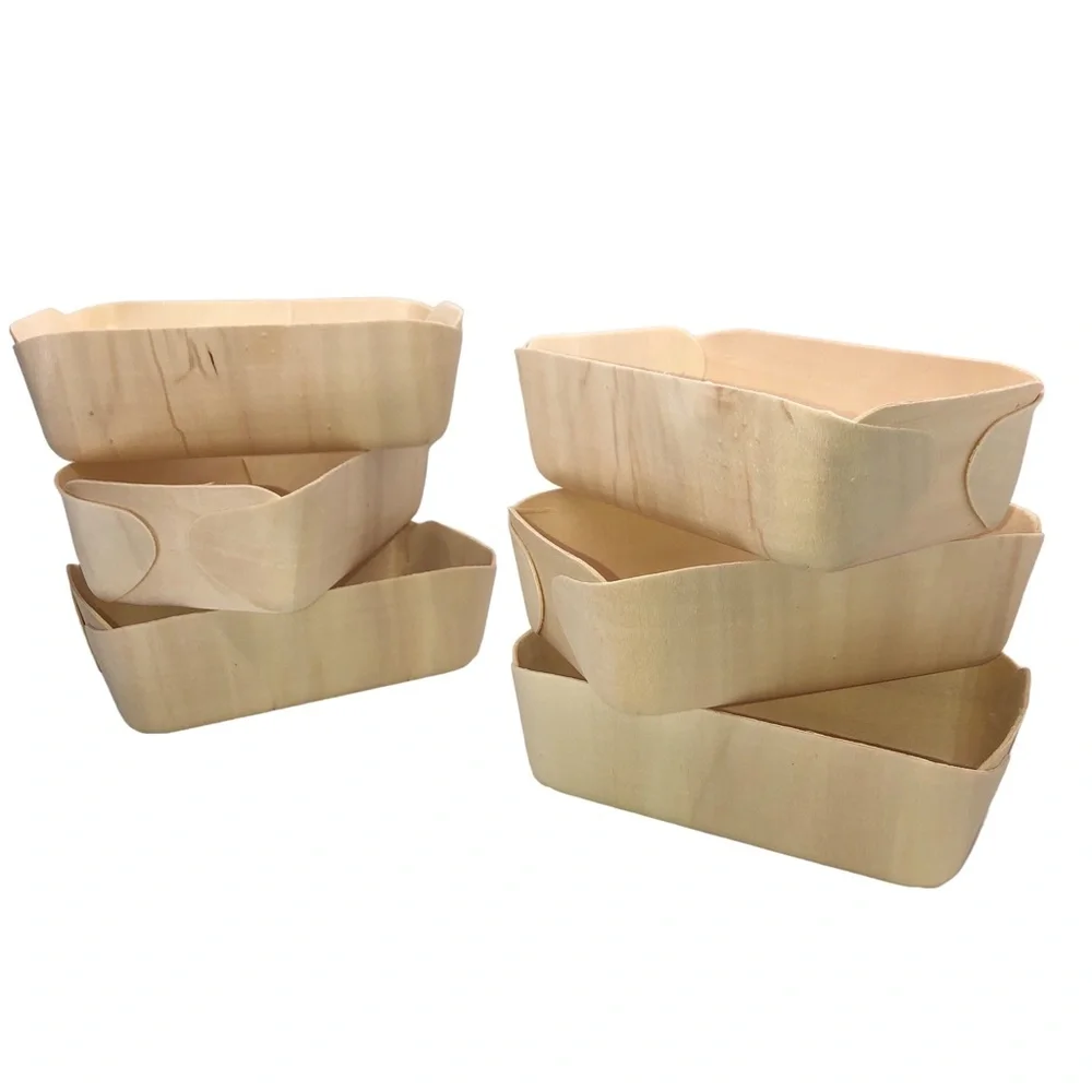 Set of 6 Farmstand & Farmer's Market Wooden Fiber Container Storage Baskets